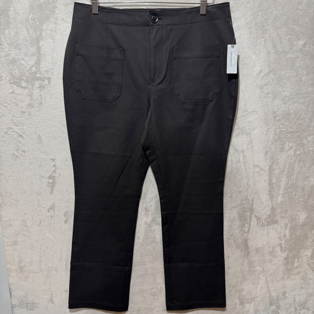 Maeve Anthropologie Black Petite Colette Cropped Wide Leg Pants Size 33P NWT